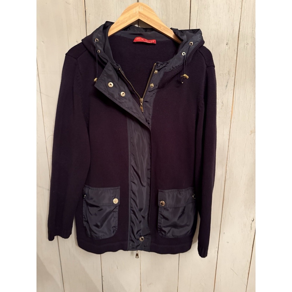 PERTE Active BY KRIZIA Navy Blue 2 Way Zip Up Sweater Jacket Navy‎ Blue Sz-M